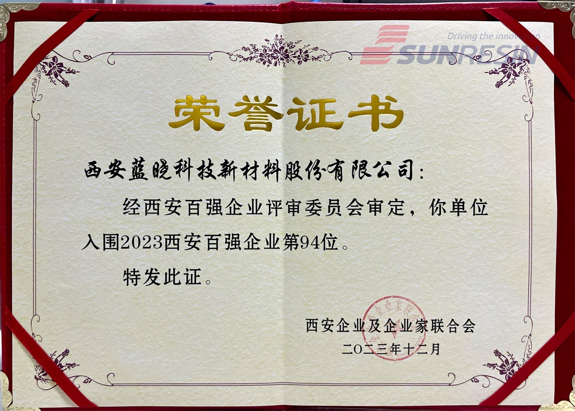 优德唯一官网科技入选“2023西安百强企业”