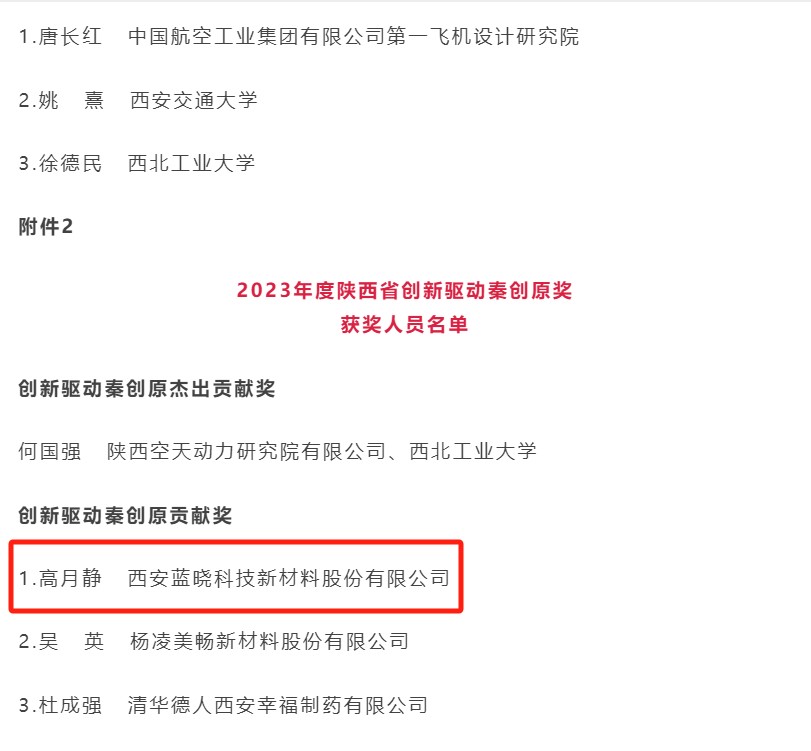 优德唯一官网科技董事长高月静荣获2023年度陕西省创新驱动秦创原奖